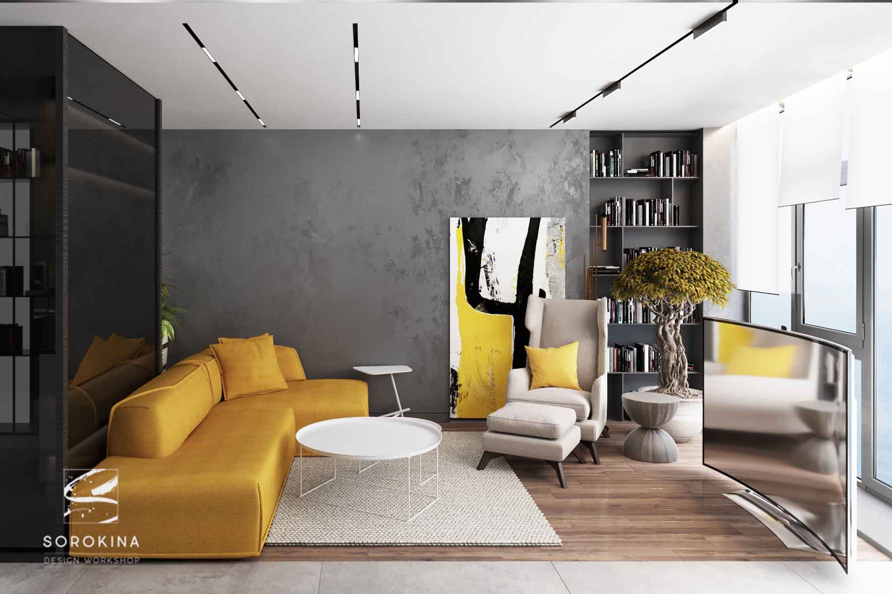 интерьер-гостиной-в-Sea-view-apartment